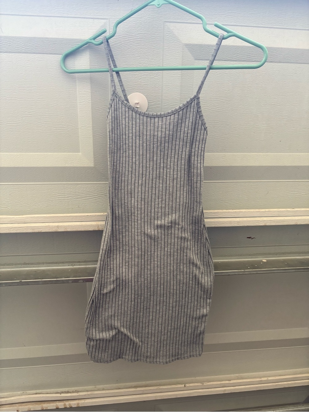 Parisian Works Gray Ribbed Strappy Mini Dress